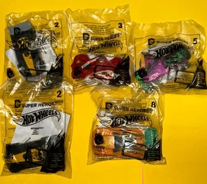 2016 Hot Wheels McDonalds Happy Meal Dc Comics Justice League 2, 3, 5 & 8 Sealed - Picture 1 of 12