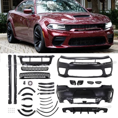 Fit For 2015-2023 Dodge Charger Widebody Kit Front and Rear Bumper Hellcat Style Foto 1 de 4