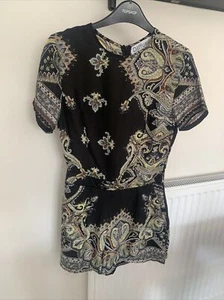 Black Aztec Playsuit With Pockets Size 8 - Picture 1 of 3