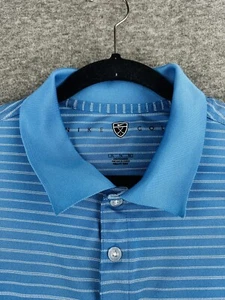 Vintage Nike Golf Polo Mens XL Blue White Striped Dri Fit Performance SS Shirt - Picture 1 of 8