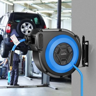 Retractable Air Hose Reel 3/8 IN x 50 FT+6.6FT Hybrid Enclosed Air Hose 300 PSI - Image 1 of 4