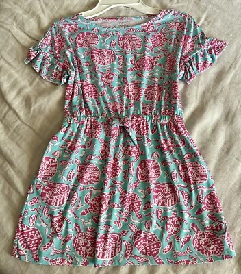 Vestido Hang Ten Kids tamanho G meninas terno de natação capa nylon elastano UPF 50+ tartarugas - Imagem 1 de 4