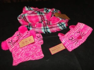 KIDS CRITTER GATITO DIADEMA ROSA, PUÑOS DE BOTAS E INFINITY Juego de bufanda 4-6XGirls - Imagen 1 de 6