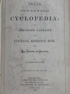 Rare ANTIQUE 1879 ZELL'S CONDENSED CYCLOPEDIA Encyclopedia in ONE VOL BOOK Maps - Picture 1 of 12