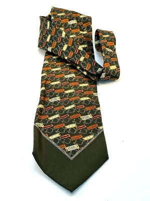 Gianfranco Ferre 男式领带全丝绸签名绿色意大利制造经典 — 第 1/4 张图片