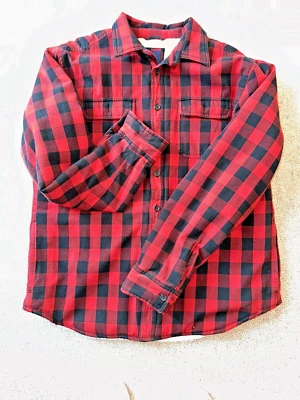 Mens GAP NEW Red/black Plaid coat Faux Fleece lined Size XL Button front - Изображение 1 из 4