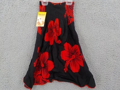 Favant Girls Butterfly Dress SZ 4 Black with Red Hibiscus Elastic Front NWD - Image 1 of 4
