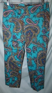 NWT Talbots Signature Capri Blue Paisley Low Rise Pants Women's Petite 0P $79.50 - Picture 1 of 8