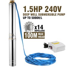 4" 102mm Pompa Sommersa 1,5HP Elettropompa acciaio inox 1100W 100m