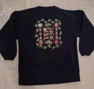 MORNING SUN Jersey Sweat Shirt L Apple Fall Foliage Berry Leaves USA Made 90s - Bild 1 von 9