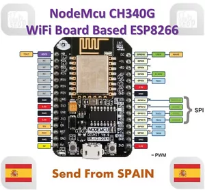 NodeMcu Lua CH340G Wireless Module WIFI Development Board ESP8266 ESP-12E - Imagen 1 de 3
