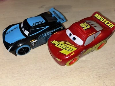 Disney Cars Glow Racers LIGHTNING MCQUEEN & JACKSON STORM Track Talkers Working - Image 1 of 4