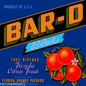 Weirsdale Florida Bar-D Orange Citrus Fruit Crate Label Art Print - Picture 1 of 1