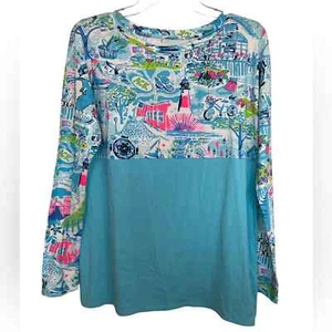 Lilly Pulitzer Blue In Lilly Loves Nantucket Lighthouse Finn Top Small NEW - Picture 1 of 9
