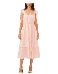 1.State Womens Pleated Boho Summer Midi Pale Blush Pink Dress Size XS - Picture 1 of 8
