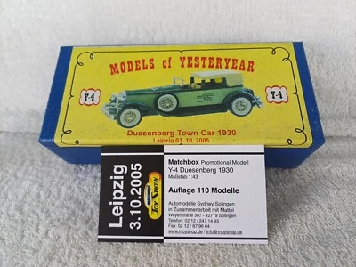 Matchbox Yesteryear Leipzig 2005 Duesenberg Town Car modelo promocional Foto 1 de 4