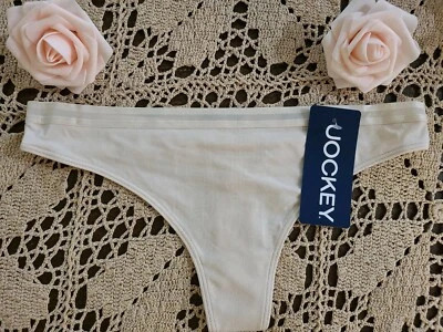 5/S JOCKEY Algodón Allure Lujosamente Suave Algodón Beige Tanga Panty ~NUEVO CON ETIQUETAS Foto 1 de 4