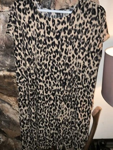 Halogen Nordstrom Leopard Animal Print Blouse Women's Girls 1X Scoop Top Long - Picture 1 of 3