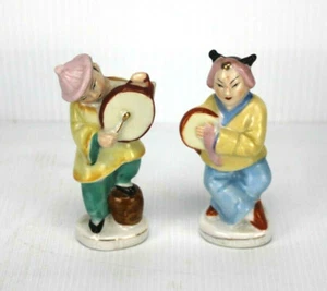 VTG Pair Of Occupied Japan Hand Painted Porcelain Musician Man & Woman Figurines - Picture 1 of 5