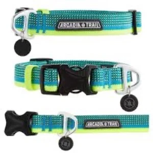 Arcadia Trail Paracord Nylon Hundehalsband grün mit gelben Streifen Medium - Bild 1 von 3