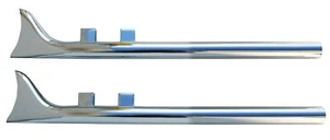 CHROME FISHTAIL DUAL EXHAUST HARLEY ELECTRA GLIDE ROAD KING STREET ULTRA 95-16 - Picture 1 of 2