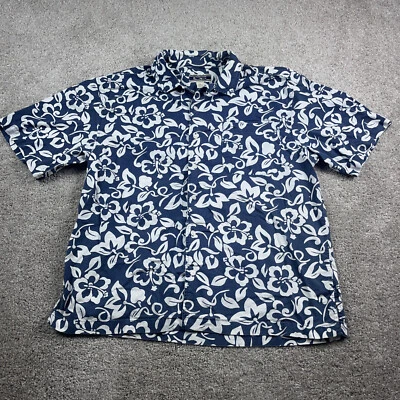 VINTAGE Ocean Pacific Shirt Mens Extra Large Blue Floral Hawaiian Loop Collar - Image 1 of 4