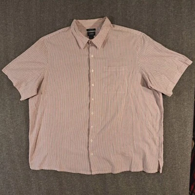 Harbor Bay Cool & Dry Shirt Mens 4 XLT Button Front Short Sleeve Red White Blue - Image 1 of 4