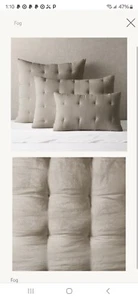 Two RH Restoration Hardware Tufted Silk Fog Gray King Pillow Shams - Picture 1 of 16
