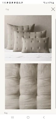 Two RH Restoration Hardware Tufted Silk Fog Gray King Pillow Shams - Image 1 of 4