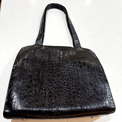 Bolso de hombro de cuero negro BUXTON maletín para computadora portátil estuche grande Foto 1 de 4