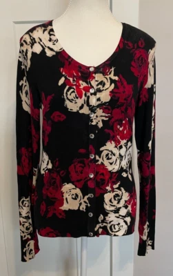 Cárdigan SUÉTER WHITE HOUSE BLACK MARKET Mujer Manga Larga NEGRO Rojo Talla S Foto 1 de 4