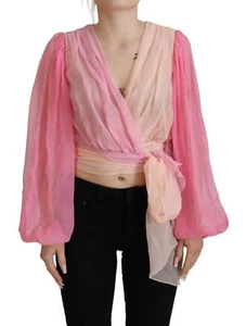 Blusa Mujer Dolce&Gabbana Rosa 100 % Seda Cuello en V Informal Recortada Prenda para el torso IT 38 - Imagen 1 de 5
