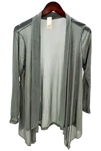 Retreat by Rhonda Women's Shear Mesh Cardigan Light Blue - Picture 1 of 2