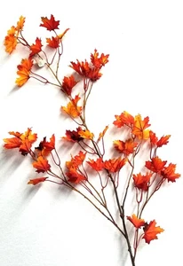 π Mini Maple Leaf Spray 44 Inches, Artificial Maple Leaf Stem Orange NWT - Picture 1 of 5