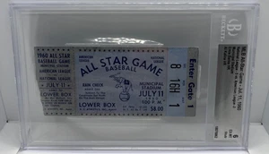 MLB ALL STAR GAME TICKET STUB JULY 11 1960 Ernie Banks HR Beckett BGS Grade 6 - Picture 1 of 4