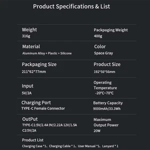 9000mAh Fast Charging Case for DJI Pocket 3 with Display and Dual Storage - Picture 1 of 12