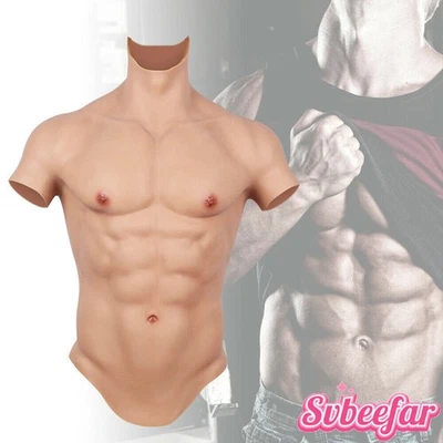 Realistic Silicone Male Chest Abdominal Muscle Suit Vest With Arms For Cosplay - Image 1 of 4