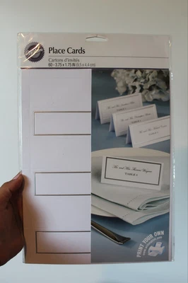 Tarjetas de lugar de boda - 120 unidades - borde plateado Foto 1 de 3