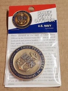 US Navy CHIEF PETTY OFFICER Honor Courage Commitment Challenge Coin Token USN - Picture 1 of 3