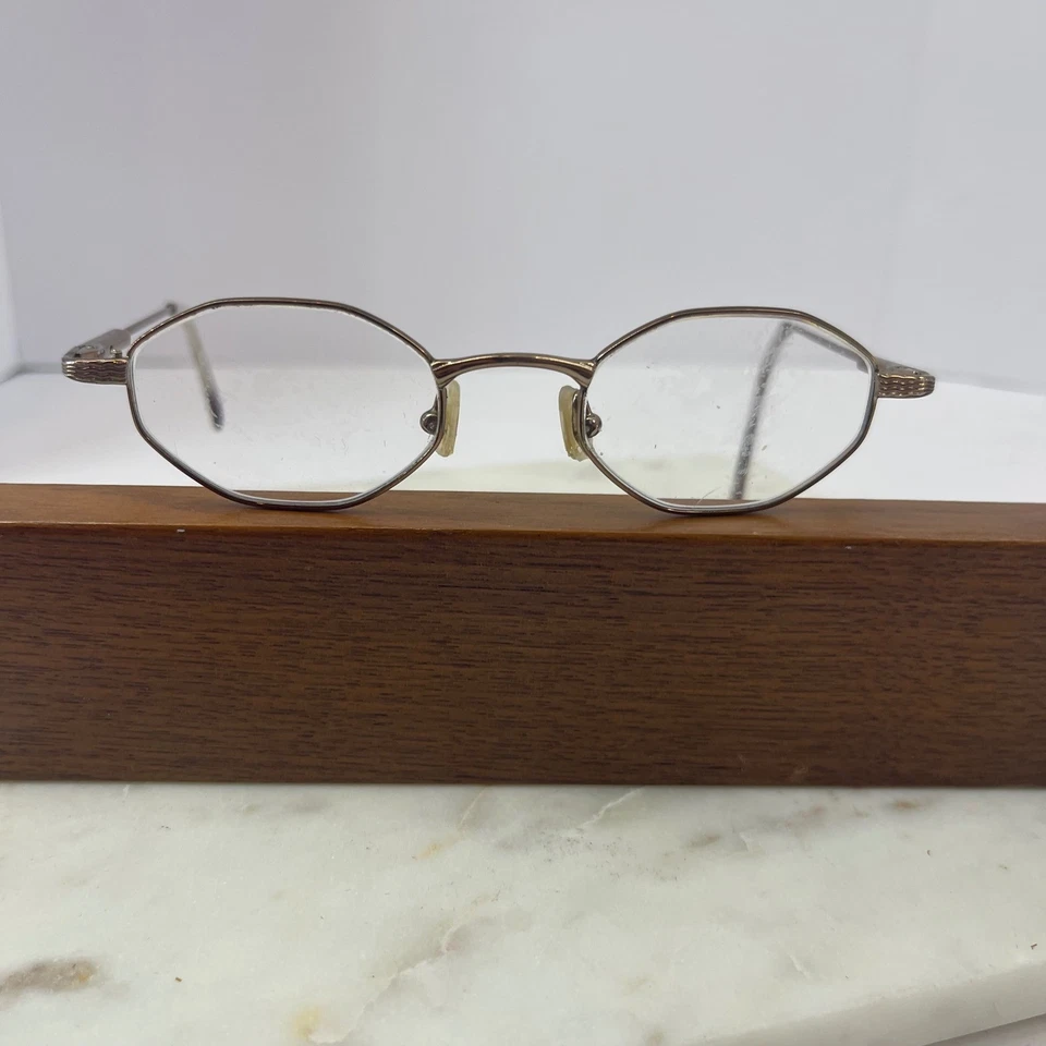 Vintage Safilo Octagon Metal Frame Eyeglasses Clear Lenses Unisex Gold Tone - Image 1 of 4