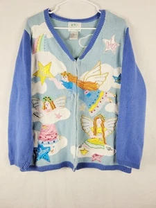 Quaker Factory Angel Embelished Christmas Cardigan Size Large Whimsical... - Picture 1 of 14