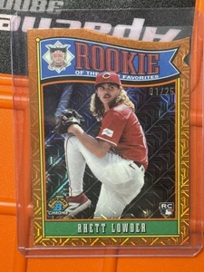 2025 Bowman Rookie of the Year Favorites Rhett Lowder Orange Mojo Refractor /25 - Picture 1 of 2