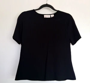 Sz M ( by measure) silk blend black shirt by Hasitngs & Smith. Very good cond - Picture 1 of 5