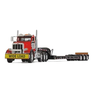 First Gear 1/50 Cola Red Peterbilt 367 Day Cab w/ Talbert 55SA Lowboy 50-3476 - Picture 1 of 2