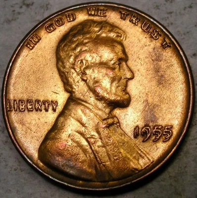 1955/55 DDO LINCOLN WHEAT CENT/PENNY DOUBLE DIE OBVERSE RARE VERY MASSIVE SPREAD - Image 1 of 4