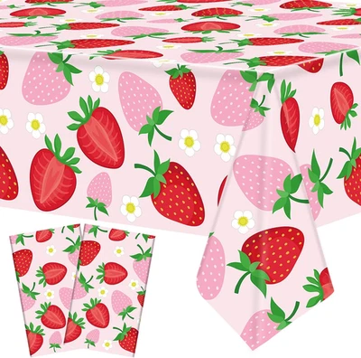 2 PIEZAS Mantel Fresa Fiesta Desechable Fresa Mantel Plástico Pajita Foto 1 de 4