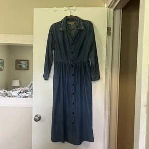 Studio Ease Womens Dress Blue Denim Embroidered Cotton, Cottagecore Dress - Picture 1 of 10