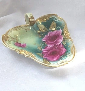 Antique Hand Painted Nippon Porcelain Dish Cherry Blossom Mark(1891–1921) ROSES - Picture 1 of 8