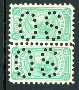 Victoria 1901 Australia QV ½¢ Blue Green Official Scott #193v Pair MNH G798 - Picture 1 of 6
