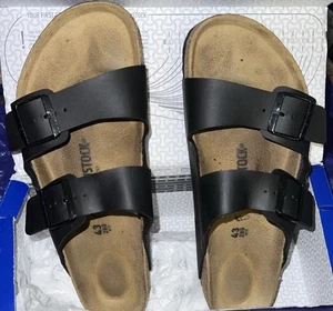 Birkenstock Arizona Regular Fit Birko Flor Black US Men's 10 - EU 43 - Picture 1 of 6